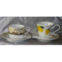 hot sale!!! 150ml lovely ceramic mugs with decal with saucer